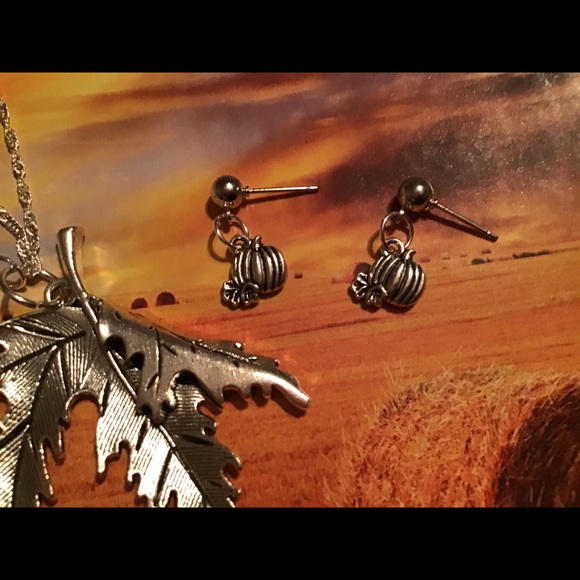 Pumpkin earrings stainless studs silver fall 925 - Picture 3 of 7